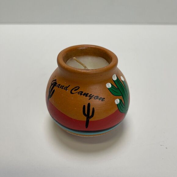 Grand Canyon Candle Tesa Ceramic Pottery By Maack Hand Painted Small Vase - Picture 1 of 8